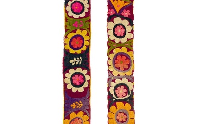 Two similar Uzbek embroidered panels, circa 1900.
