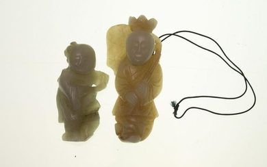 Two small celadon jade figural pendants, 20th century