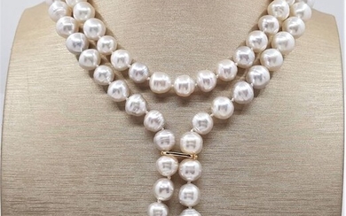 United - Pearl - 9x12mm White South Sea Pearls - 14 kt. Gold - Necklace