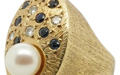 VIntage 18k Gold, Sapphire and Diamond Ring