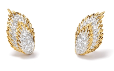 Van Cleef & Arpels, A Pair of Diamond, Platinum and Gold Earrings