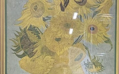 Van Gogh Framed Sunflowers Lithograph