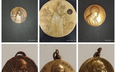 Vatican - 5 medals + 1 original plaster - Paul VI - John XXIII - Francis - Medal