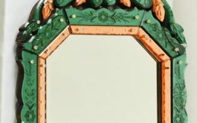 Venetian Green / Peach Glass Mirror