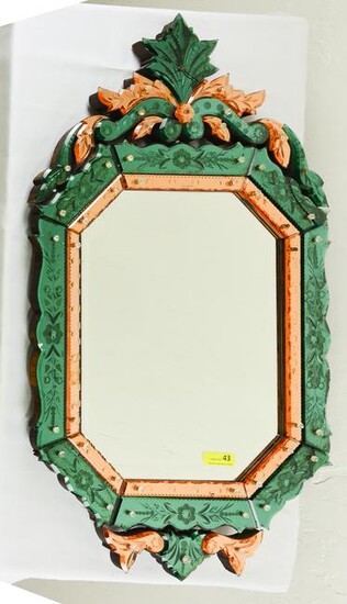 Venetian Green / Peach Glass Mirror