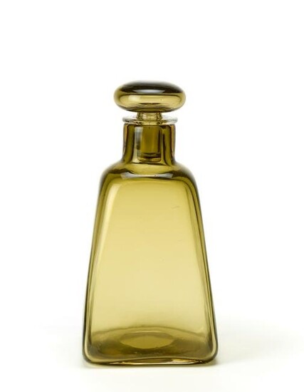 Venini Bottle with greenish transparent glass stopper.