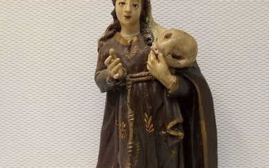 Very rare sculpture of Santa Rosa - Santa Rosalia - Terracotta - 19th century