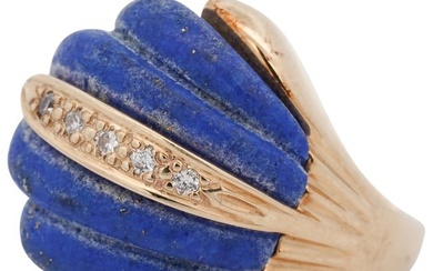 Vintage 14K gold Diamond & Lapis Cocktail ring