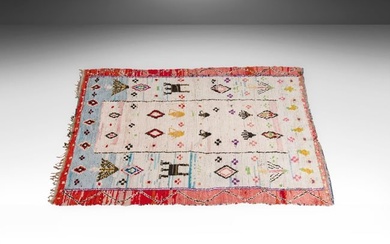 Vintage Boucherouite Moroccan Hand-Woven Carpet Rug Morocco c. 1960s