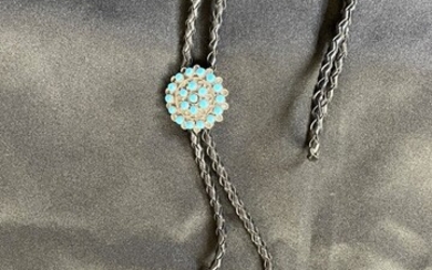 Vintage Turquoise Sterling Silver Bolo Tie