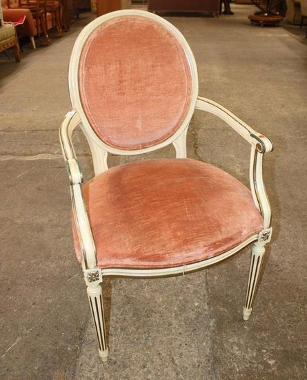 Vintage painted frame French style balloon back arm chair