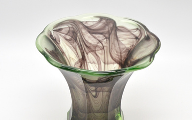 WALTHER & SÖHNE. ART DECO CLOUDY GLASS, ORALITE VASE BY WALTHER & SÖHNE.