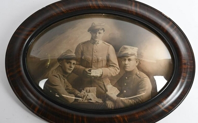 WWI PHOTOGRAPH OF 3 POLISH SOLDIERS PLAYED CARDS