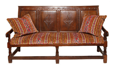 Walnut Upholstered English Georgian Style Sofa