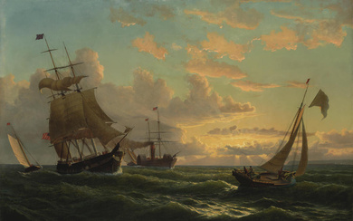 William Bradford (1823-1892) Fresh Breeze off Sandy Hook 32 1/4...