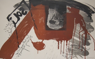 Wolf VOSTELL (1932-1998) Composition abstraite Litgographie signée en bas à droite n°23/85 65 x 98 cm.