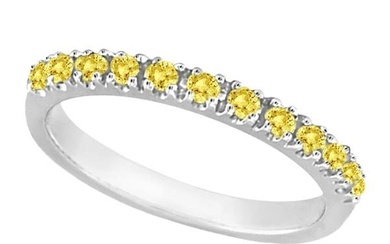 Yellow Canary Diamond Stackable Ring Band 14k White Gold 0.25 ctw