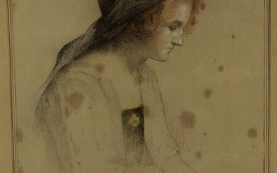 ZWILLER A. (Augustus, 1850-1939) - COLOURED DRAWING SBD "Woman sitting...
