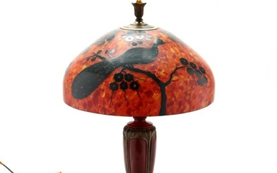 att. Czechoslovakia Peacock Decorated Table Lamp