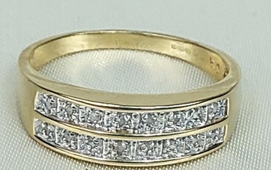 9ct gold double row diamond half hoop ring, size T