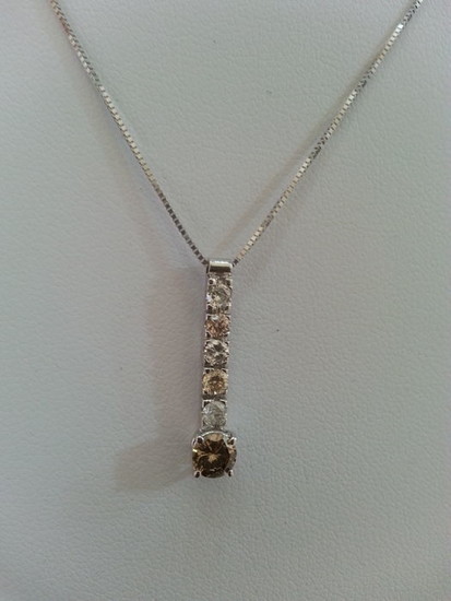 fatta a mano - 18 kt. White gold - Necklace with pendant - 0.63 ct Diamond