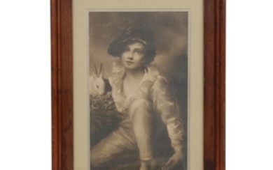 Lithograph after Henry Raeburn "Boy and Rabbit"