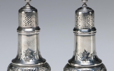 Amston Hand Chased Sterling Silver Salt and Pepper Shakers, Early 20th Century