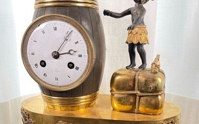les pendules nègres / French mantel clock with negro - Touw regulatie - Gilt bronze - circa 1800