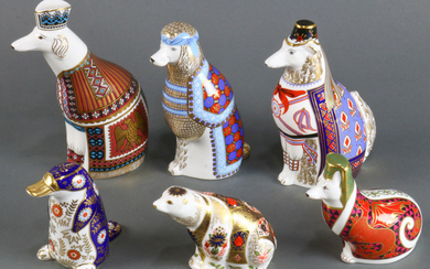 (lot of 6) A lot of Royal Crown Derby porcelain animal figures