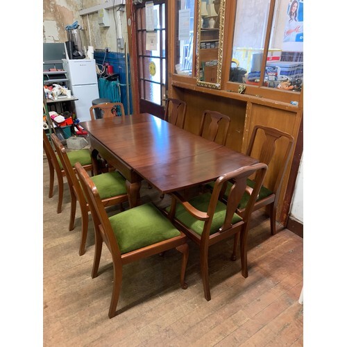 mahogany extending table & 8 chairs Fully Extended 170cm Len...