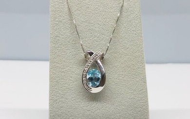 miluna - 18 kt. White gold - Necklace with pendant - 2.00 ct Aquamarine - Diamonds