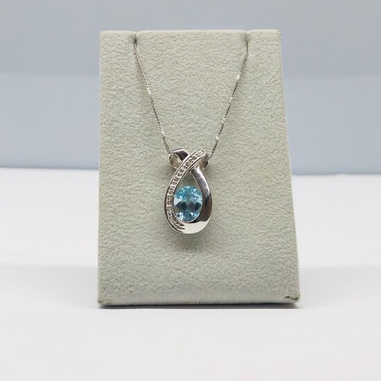 miluna - 18 kt. White gold - Necklace with pendant - 2.00 ct Aquamarine - Diamonds