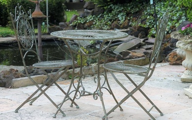 tuinset 2 stoelen 1 tafel inklapbaar - Seating group (3) - baroque style garden set - Metal