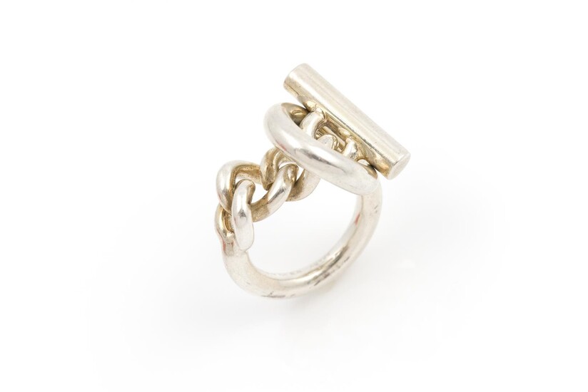 (-), zilveren Hermés ring, model: Croisette, ringmaat 16,...