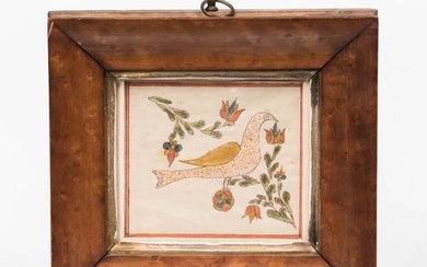 American School, Mid-19th Century, Bird with Tulips, Unsigned., Condition: A few tiny spots, not examined out of frame., Watercolor on