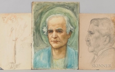 Thomas Matthews Rooke (British, 1842-1942) Eleven Portrait Studies and Sketches for the Choir Mosaic of St. Paul's Within-th...