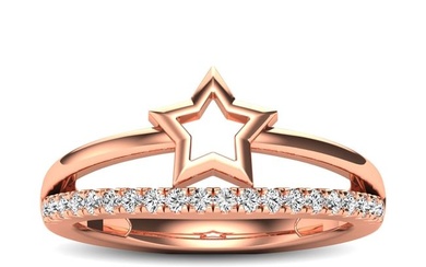 10K Rose Gold 1/5 Ctw Diamond Twikle Star Ring
