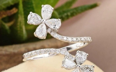 1.26 TCW HI/SI Diamond Flower Wrap Ring 18K White Gold