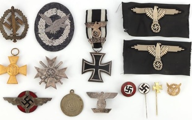 14 WWII GERMAN REICH NSDAP & LUFTWAFFE BADGES LOT