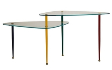 EDOARDO PAOLI - VITREX "Arlecchino" type table with colored lacquered...