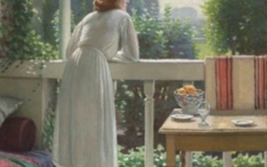 Harold Knight, R.A. (1874-1961), Miss Gladys on the balcony