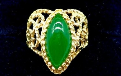 14K Gold and Natural Jade Estate Ring