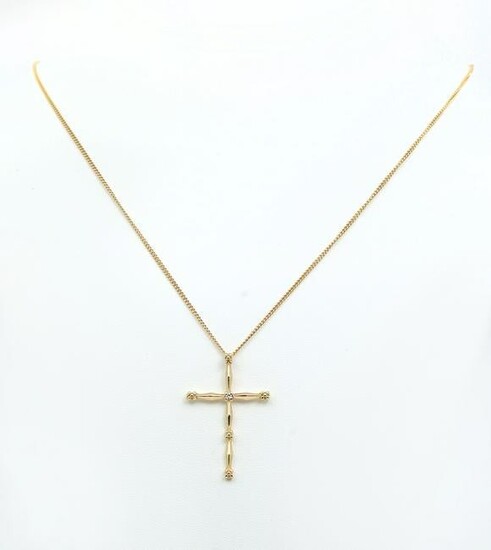 14K JABEL CROSS ON 19'' CABLE LINK CHAIN