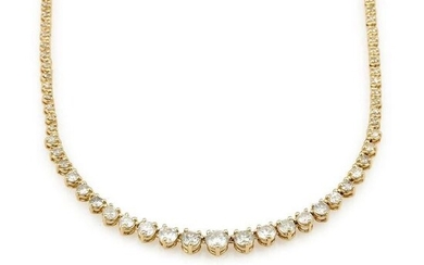 14K Yellow Gold 4ct Graduated Diamond Necklace