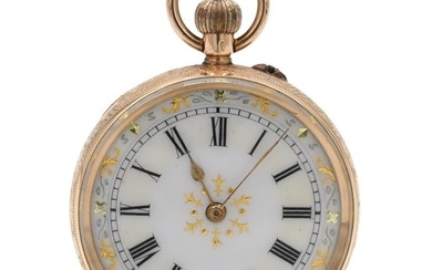 14K Yellow Gold Ladies Open Face Pocket Watch