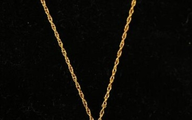 14KT YELLOW-GOLD TURQUOISE PENDANT W/NECKLACE