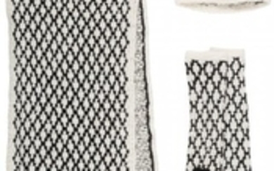 16044: Chanel Set of Three: Black & White Cashmere Scar