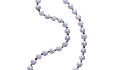 Lavender Jadeite Bead, Jadeite and Diamond Necklace