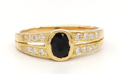 18 carati Oro giallo - Anello - 0.48 ct Diamanti - Ct 0.50 Sapphire