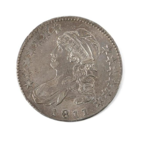 1811 US CAPPED BUST 50 CENT COIN, 'LG 8,' AU53